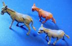 Lot de 3 figurines d'ânes/mules miniatures, Utilisé, Enlèvement ou Envoi