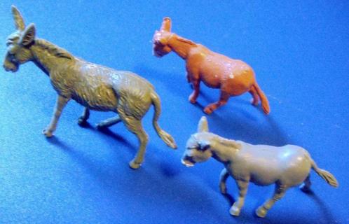 Lot de 3 figurines d'ânes/mules miniatures, Collections, Jouets miniatures, Utilisé, Enlèvement ou Envoi