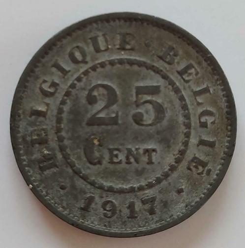 Belgium 1917 - 25 Ct Zink/Duitse bezetting/Albert I/Mor. 435, Timbres & Monnaies, Monnaies | Belgique, Monnaie en vrac, Envoi