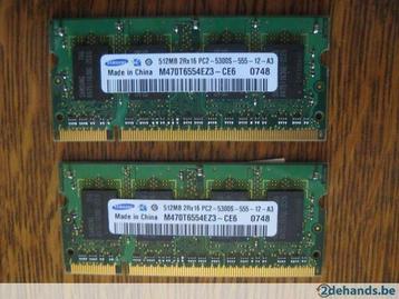 ram geheugen voor laptop 512mb DDR2 SDRAM - 667 MHz liefst i, Informatique & Logiciels, Mémoire RAM, Enlèvement ou Envoi, Utilisé