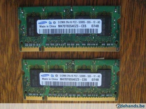 ram geheugen voor laptop 512mb DDR2 SDRAM - 667 MHz liefst i, Informatique & Logiciels, Mémoire RAM, Utilisé, Laptop, 1 GB ou moins