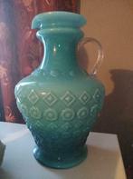 Vintage - Cruche/Vase en opaline bleu turquoise +/- 30 cm, Antiquités & Art