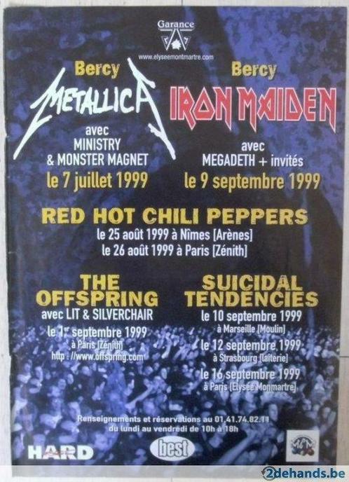 advertentie concerten 1999 (o.a. Metallica en Iron Maiden), Collections, Cinéma & Télévision, Utilisé