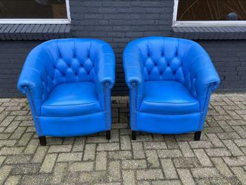 Twee Springvale Chesterfield zetels blauw GRATIS GELEVERD!, Antiek en Kunst, Ophalen of Verzenden