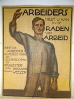 Antieke poster Arbeiders meldt u aan door Willy Sluiter 1919, Verzamelen, Ophalen of Verzenden, Overige soorten, Foto of Poster