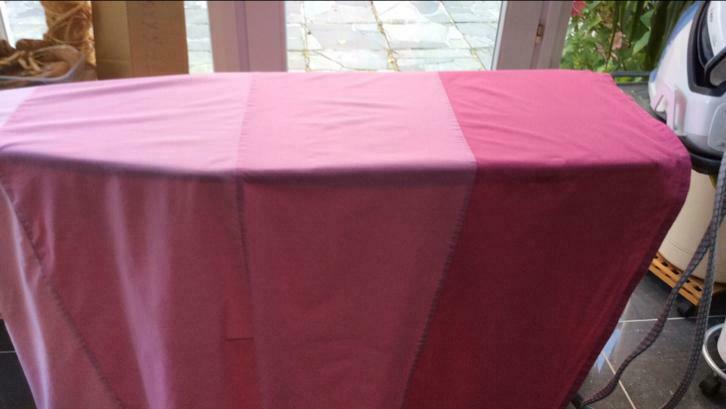 2 dégradé roze overgordijnen met lussen., Huis en Inrichting, Stoffering | Gordijnen en Lamellen, Gebruikt, 200 cm of meer, 100 tot 150 cm