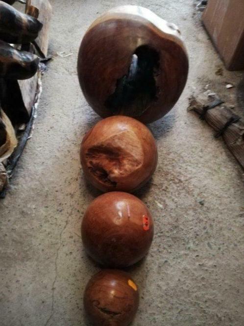 boules en teck, Antiquités & Art, Art | Sculptures & Bois