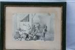 prent interieur,  17de of 18de eeuw, Ophalen, Gebruikt, Voor 1940, Prent