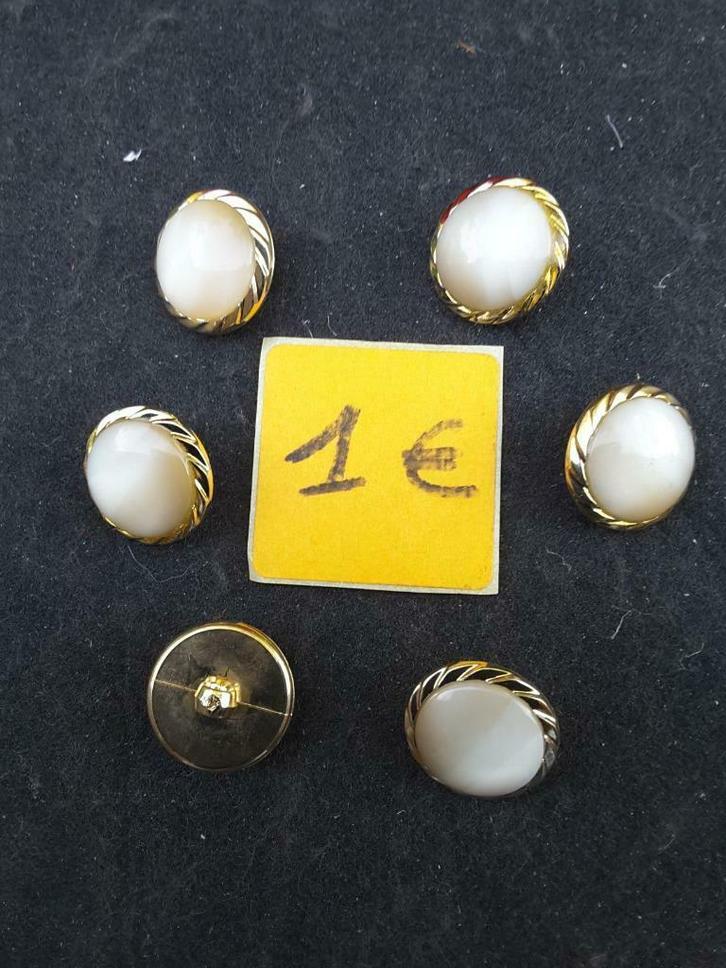 set van 6 knopen 18 mm witgoud parelmoer met schacht B618QB, Hobby en Vrije tijd, Naaien en Fournituren, Nieuw, Knoop of Knopen