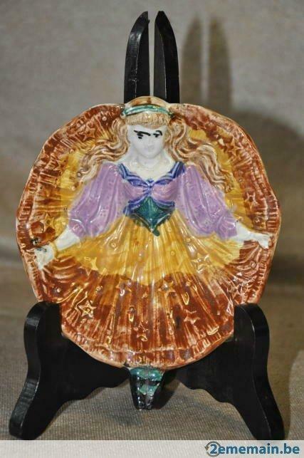 vide poche ballerine en barbotine /majolica de Wasmuel /amc, Antiquités & Art, Antiquités | Céramique & Poterie