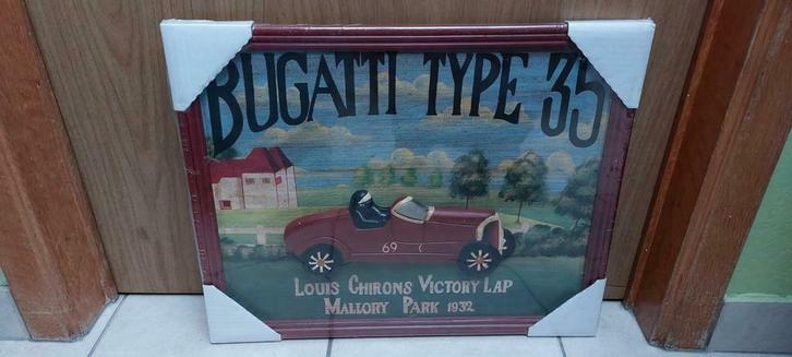 Houten pubboard Bugatti in reliëf, Verzamelen, Merken en Reclamevoorwerpen, Nieuw, Reclamebord, Ophalen of Verzenden