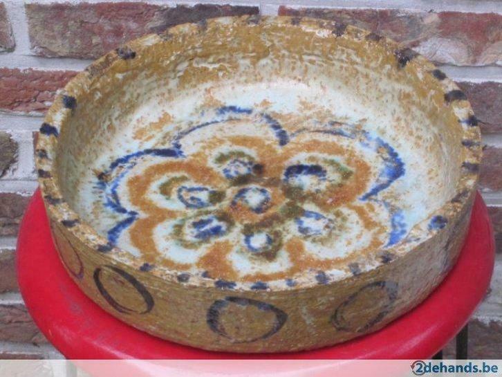 Mooie ronde retro schaal - keramiek, Belgisch atelier, Antiek en Kunst, Curiosa en Brocante, Ophalen