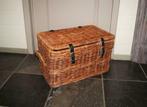 Oude rieten dekenkist/koffer met leren bandjes L 70 H 38, Minder dan 50 cm, Gebruikt, 50 tot 100 cm, Ophalen of Verzenden