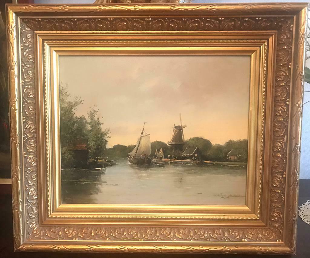 Tableau “Paysage Hollandais” huile sur panneau, 23x30cm, Enlèvement ou Envoi