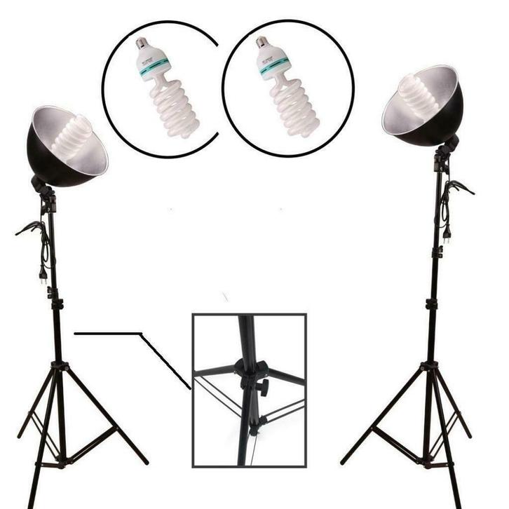 clairage studio (x2), trèpied, lampe 135w neuf, Audio, Tv en Foto, Fotografie | Statieven en Balhoofden, Nieuw, Driepoot, 175 cm of meer