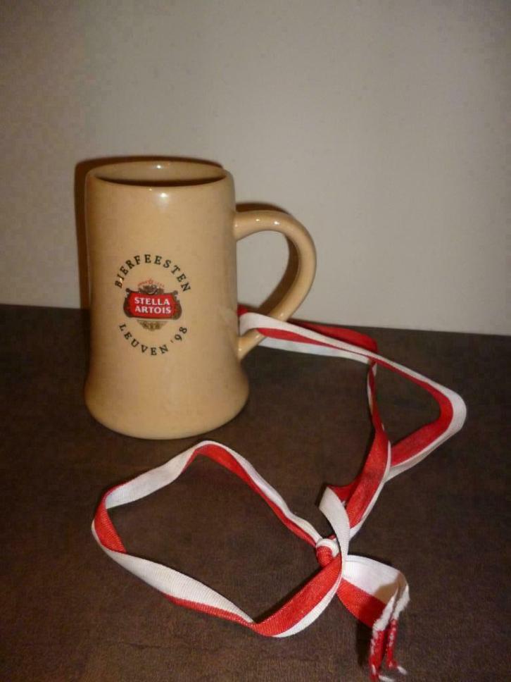 Pichet à bière Bierfeesten Stella Artois Louvain'98 crûche, Collections, Marques de bière, Comme neuf, Stella Artois, Enlèvement
