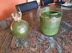Glazen windlicht met bijhorende vaas, Minder dan 50 cm, Groen, Glas, Ophalen of Verzenden