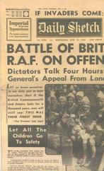 Réplique du journal WW2 Daily Sketch 1940, Livre ou Revue, Armée de l'air, Enlèvement ou Envoi