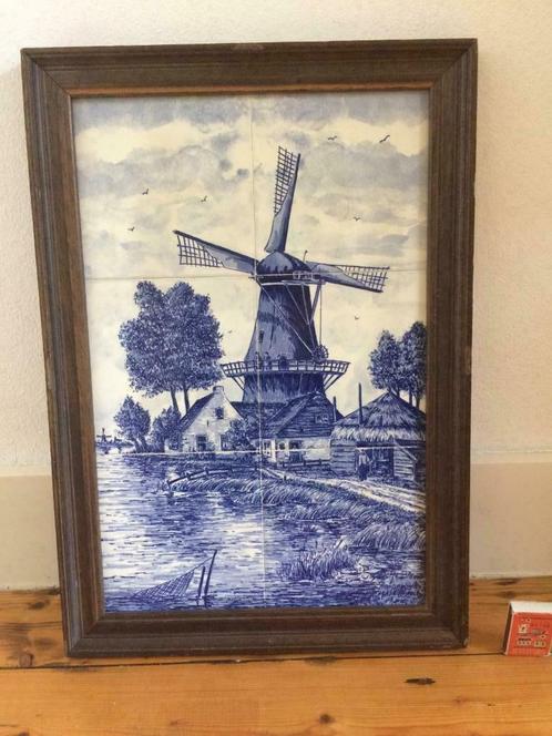 Moulin à vent hollandais Delft carreaux bleus peinture encad, Maison & Meubles, Accessoires pour la Maison | Peintures, Dessins & Photos