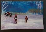 Winters schilderij door E. Asputoni, Antiek en Kunst, Kunst | Schilderijen | Modern, Ophalen of Verzenden