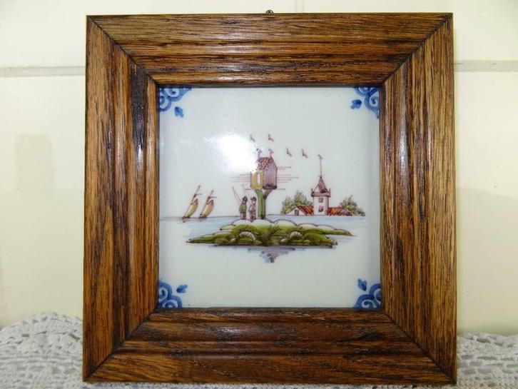 Tichelaar Makkum Delfts blauwe tegel vissers curiosa kunst, Antiek en Kunst, Antiek | Wandborden en Tegels, Ophalen of Verzenden