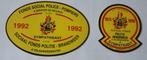 2 autocollants fonds social police pompiers 1990 – 1992, Collections, Autocollants, Enlèvement ou Envoi