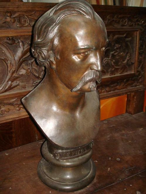 Edouard FIERS °1826-1894 buste autoportrait bronze PETERMANN, Antiquités & Art, Art | Sculptures & Bois, Enlèvement