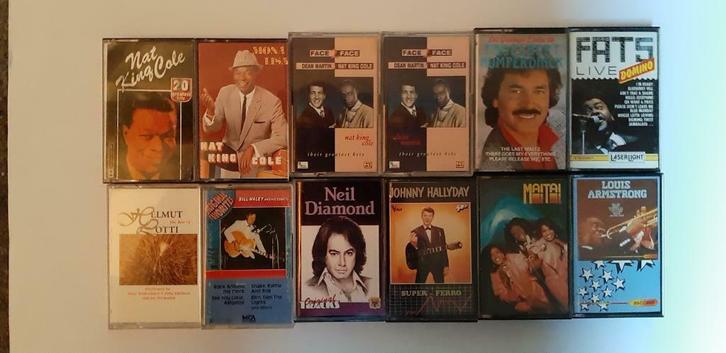 lot van 12 muziekcassettes diverse artiesten, Cd's en Dvd's, Cassettebandjes, Voorbespeeld, Verzamelalbums, 2 t/m 25 bandjes, Met bewaardoos, rek of koffer