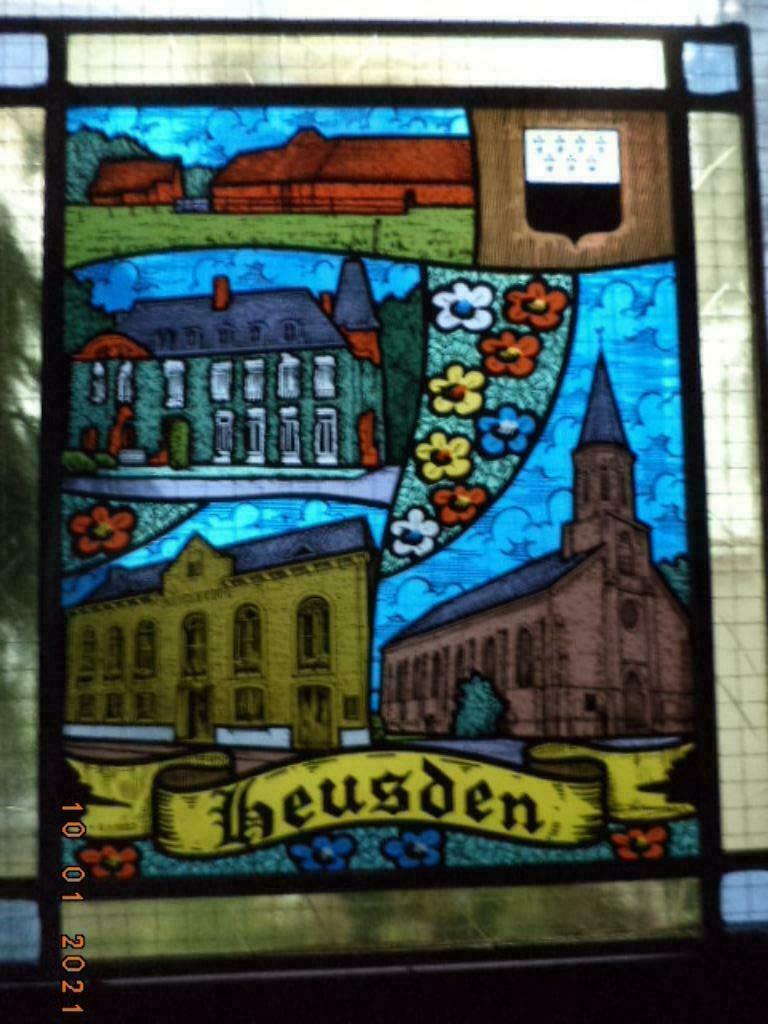 Heusden: Glasraam in lood + ketting. 6.9.1982. Zgan !, Collections, Collections Autre, Comme neuf, Enlèvement