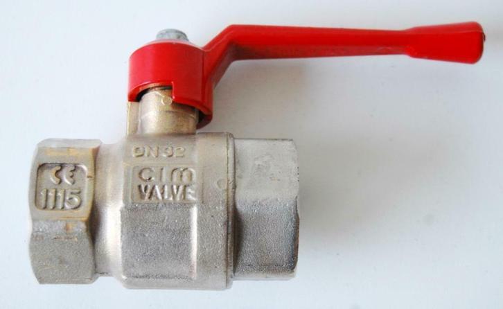 Robinet à boisseau sphérique femelle/femelle 1 1/4, Doe-het-zelf en Bouw, Sanitair, Gebruikt, Kraan, Koper, Ophalen of Verzenden