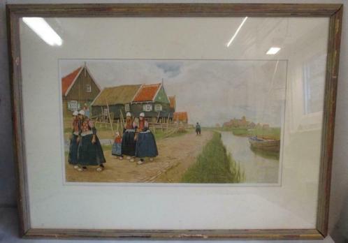 Henri Cassiers litho Hollands landschap en folklore vrouwen, Antiek en Kunst, Kunst | Litho's en Zeefdrukken, Verzenden