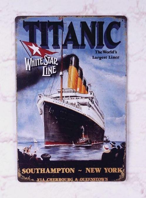 USA metalen plaat 'Titanic' White Star Line 30x20cm - NEW, Collections, Marques & Objets publicitaires, Neuf, Panneau publicitaire