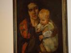 1906 Médard MAERTENS Ardooie olie/doek portret moeder & kind, Antiek en Kunst, Ophalen