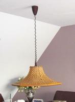 Prachtige houten designlamp, Maison & Meubles, Lampes | Suspensions, Comme neuf, Bois, Enlèvement, 50 à 75 cm