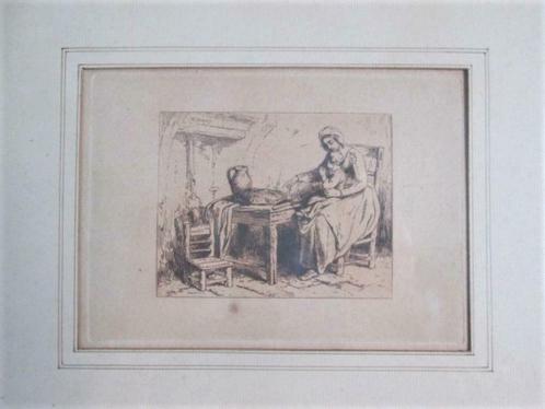 gravure, Ch. Jacque, +/- 1880, Antiquités & Art, Art | Eaux-fortes & Gravures, Enlèvement ou Envoi