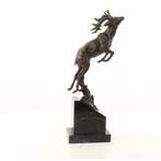 Hert -bronzen beeld springend hert -jacht -sokkel, Antiek en Kunst, Ophalen of Verzenden