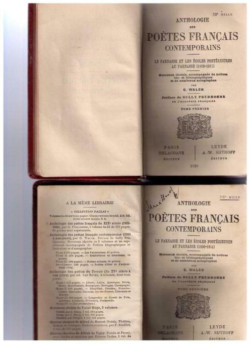 Anthologie des poètes français contemporains  - 2 tomes 1920, Livres, Livres d'étude & Cours, Utilisé, Enseignement supérieur