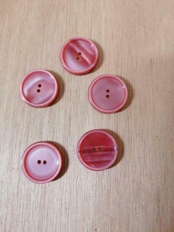 lot de 5 boutons marbré rose rouge 19 mm