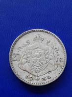 1934 Albert I 20 frank in zilver NL positie A en B
