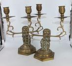 Paire de chandeliers en laiton lions assis Amsterdam, Antiquités & Art, Antiquités | Bronze & Cuivre, Enlèvement ou Envoi