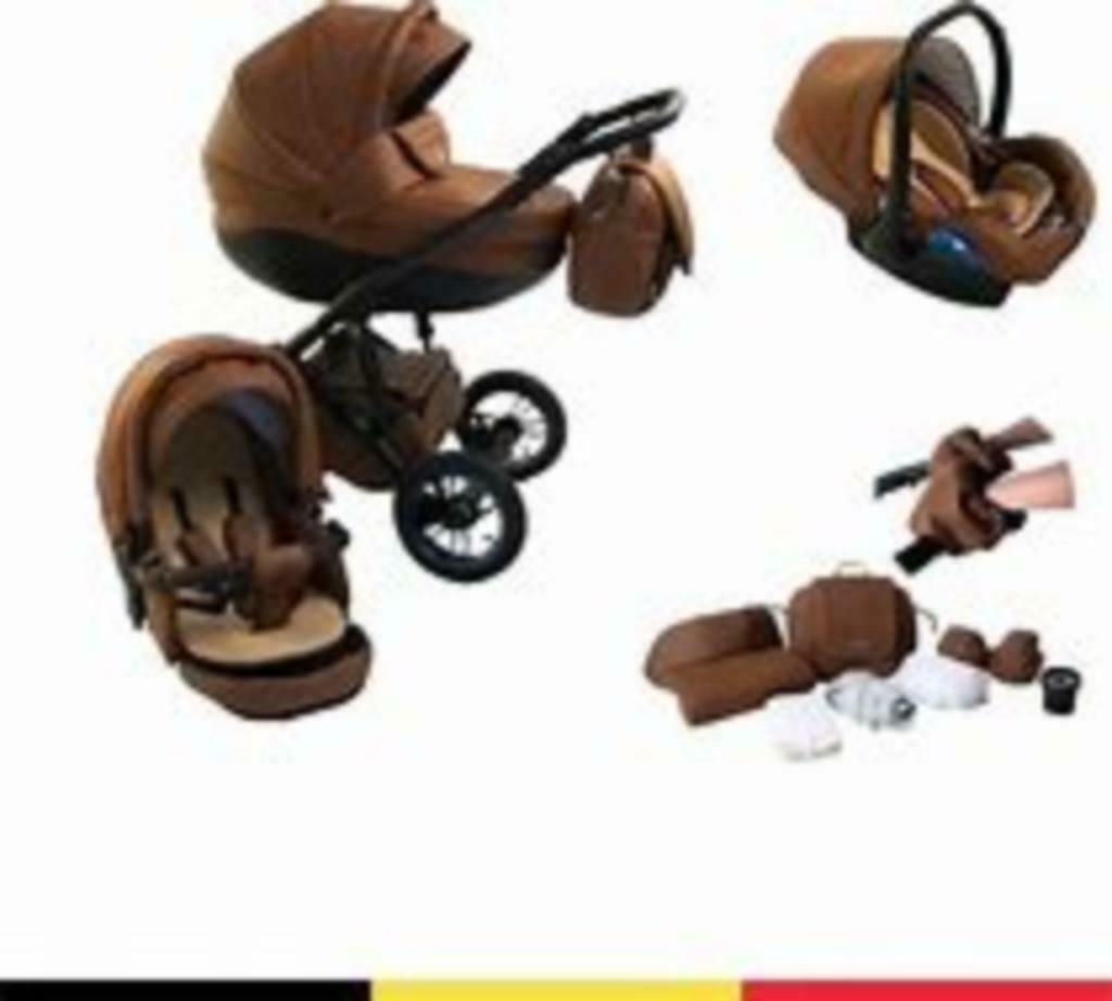 ② Te koop kinderwagen van het merk P'tit Chou bruin leder — Poussettes \u0026  Combinaisons — 2ememain