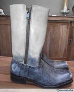 FRYE Bottes en cuir beige/gris noir 41 Heath Outside zip 10B, Verzenden, Nieuw, Overige kleuren, Hoge laarzen