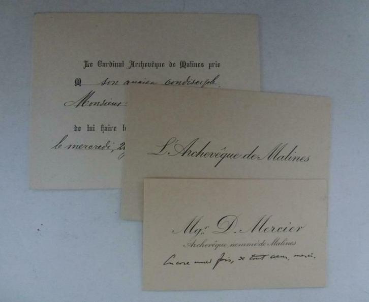 visitekaartjes Kardinaal Mercier  Archevêque, Verzamelen, Geboortekaartjes en Visitekaartjes, Visitekaartje, Voor 1970, Verzenden