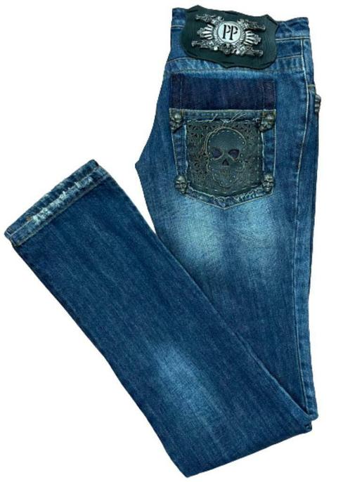 PHILIPP PLEIN Jeans - It 42 - D 36, Kleding | Dames, Broeken en Pantalons, Zo goed als nieuw, Maat 36 (S), Blauw, Lang, Verzenden