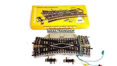 5207 MARKLIN HO - ELECTRISCHE KRUISWISSEL + 2 x 5208/TRAVERS, Hobby en Vrije tijd, Modeltreinen | H0, Zo goed als nieuw, Rails