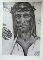 afdruk tekening Christus hoofd, Antiquités & Art, Art | Peinture | Classique, Enlèvement