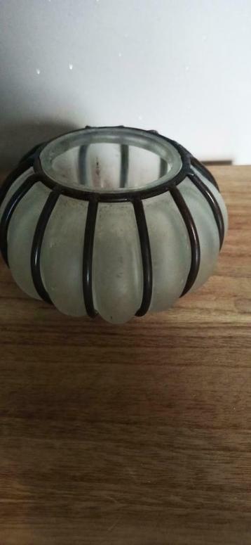 Vase fer forgé et verre sablé, Enlèvement ou Envoi, Comme neuf
