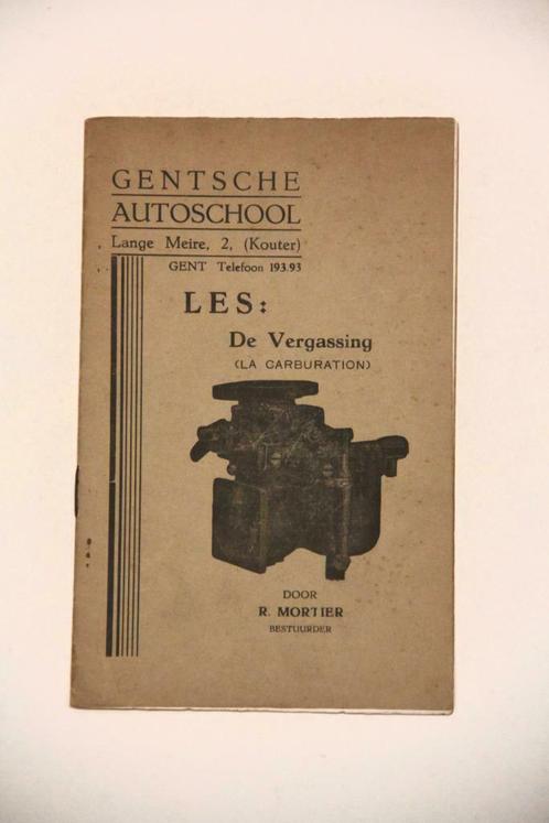 oud Belgisch (Gent) leerboekje carburateur oude spelling, Antiek en Kunst, Curiosa en Brocante, Ophalen of Verzenden