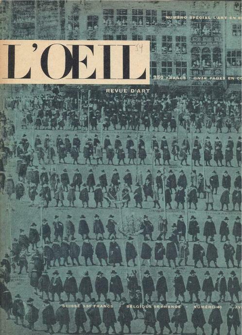 L'oeil - Revue d'Art n 40 avril 1958 L'art en Belgique, Livres, Art & Culture | Arts plastiques, Enlèvement