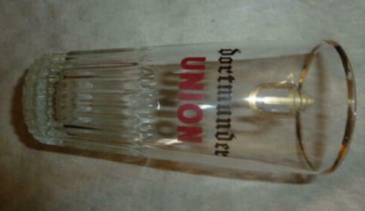 #C bier glas DORTMUNDER UNION ribbelglas, Verzamelen, Glas en Drinkglazen, Gebruikt, Bierglas, Ophalen of Verzenden
